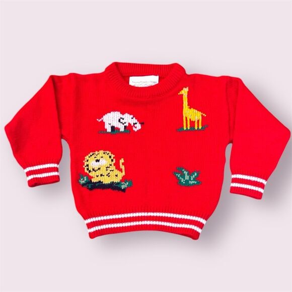 LORD & TAYLOR Vintage Toddler Zoo Animal Sweater - Picture 1 of 7